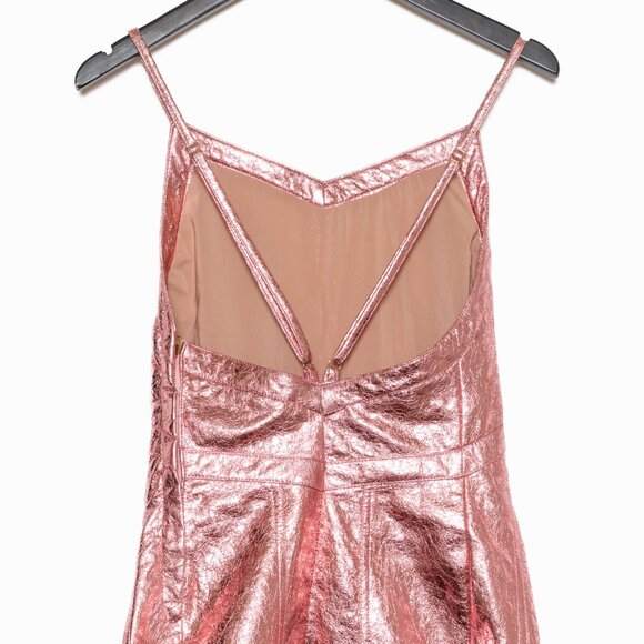 For Love & Lemons X Free People Metallic Pink Faux Leather Luna Dress - Size S - Picture 6 of 16